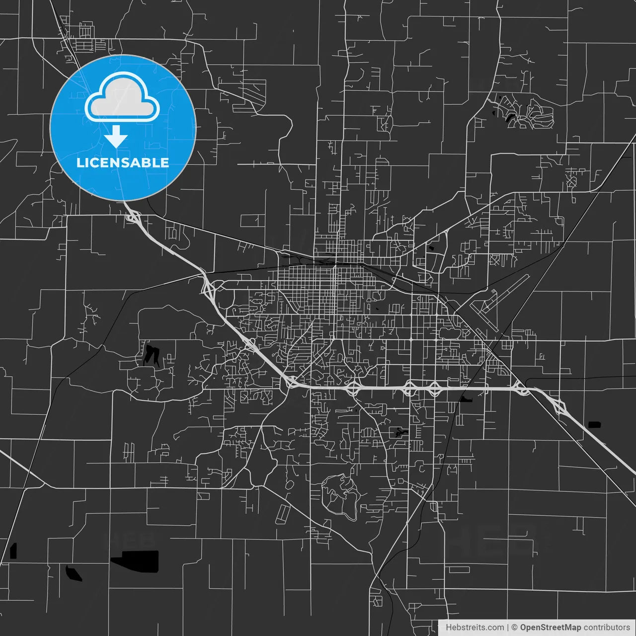Jonesboro, Arkansas - Area Map - Dark
