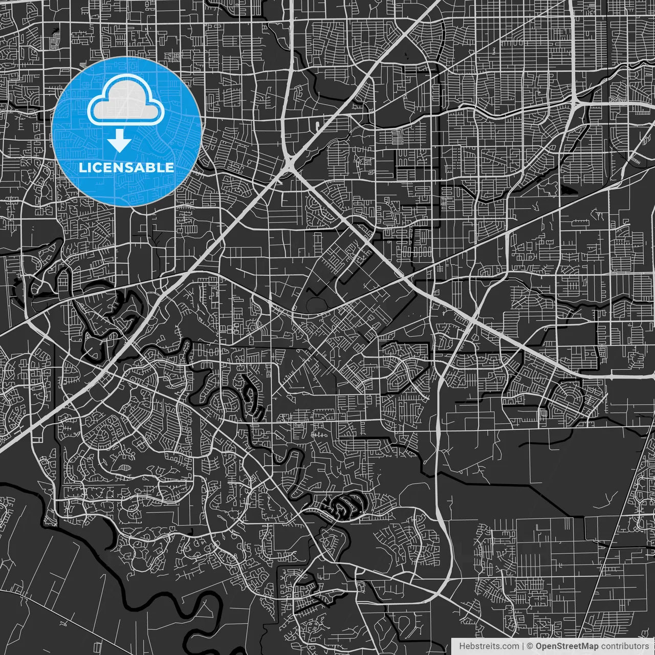 Missouri City, Texas - Area Map - Dark