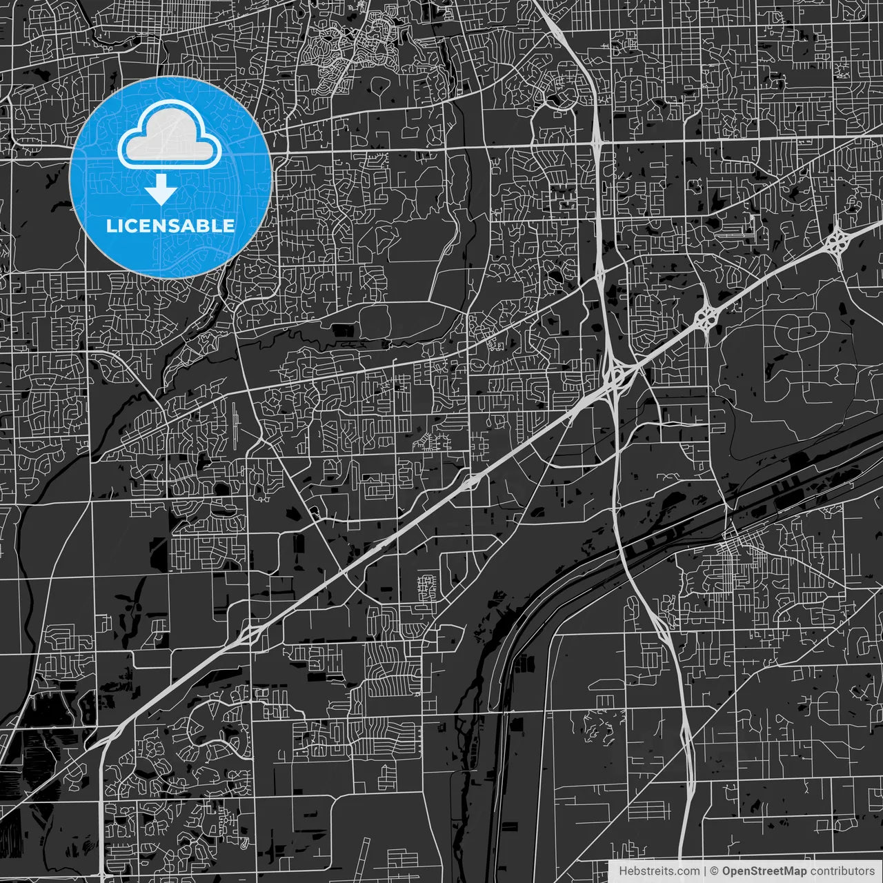 Bolingbrook, Illinois - Area Map - Dark
