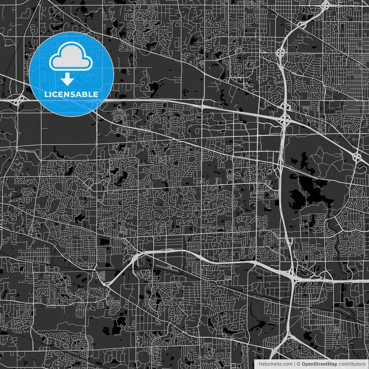 Schaumburg, Illinois - Area Map - Dark
