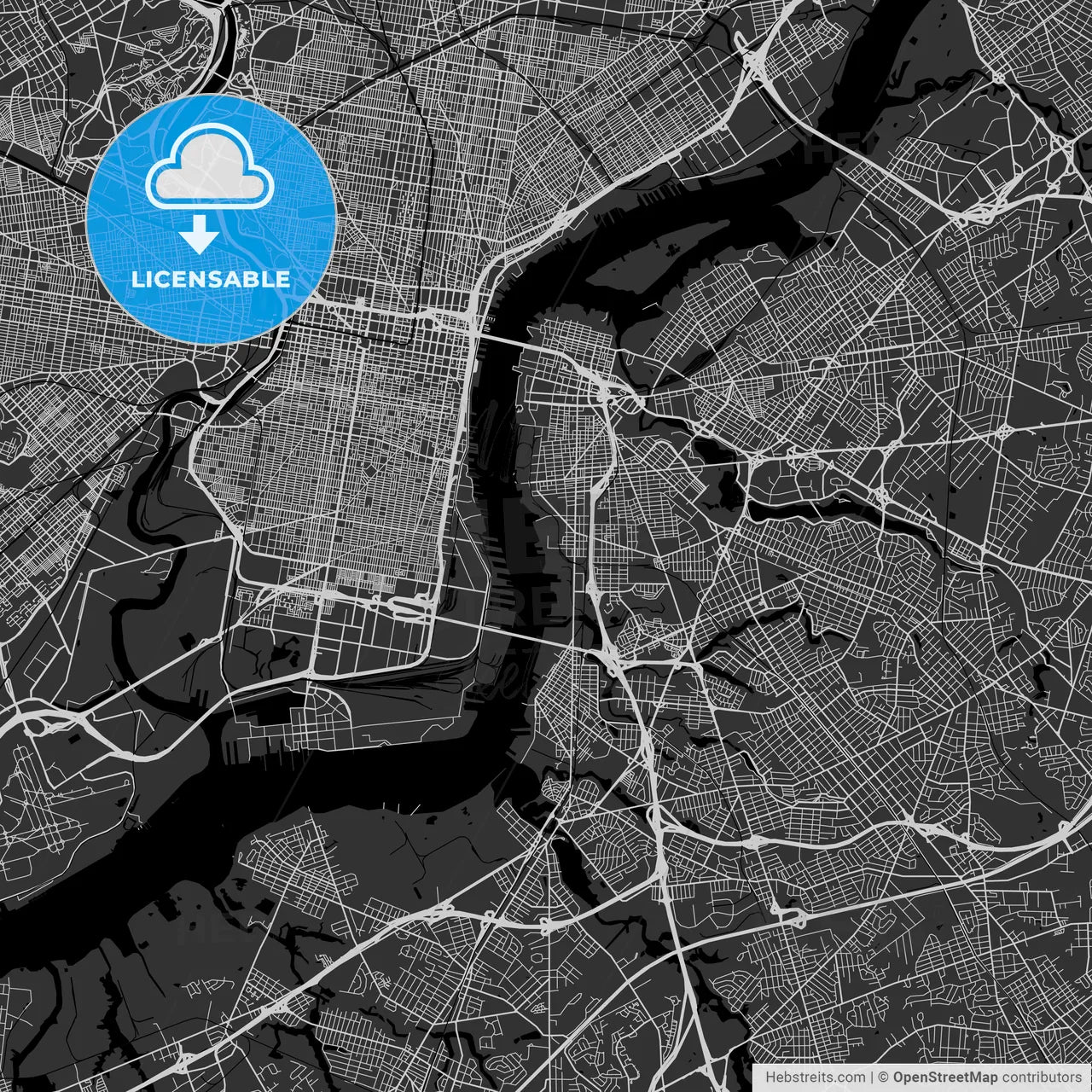 Camden, New Jersey - Area Map - Dark