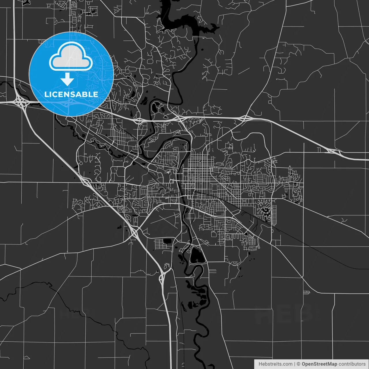 Iowa City, Iowa - Area Map - Dark