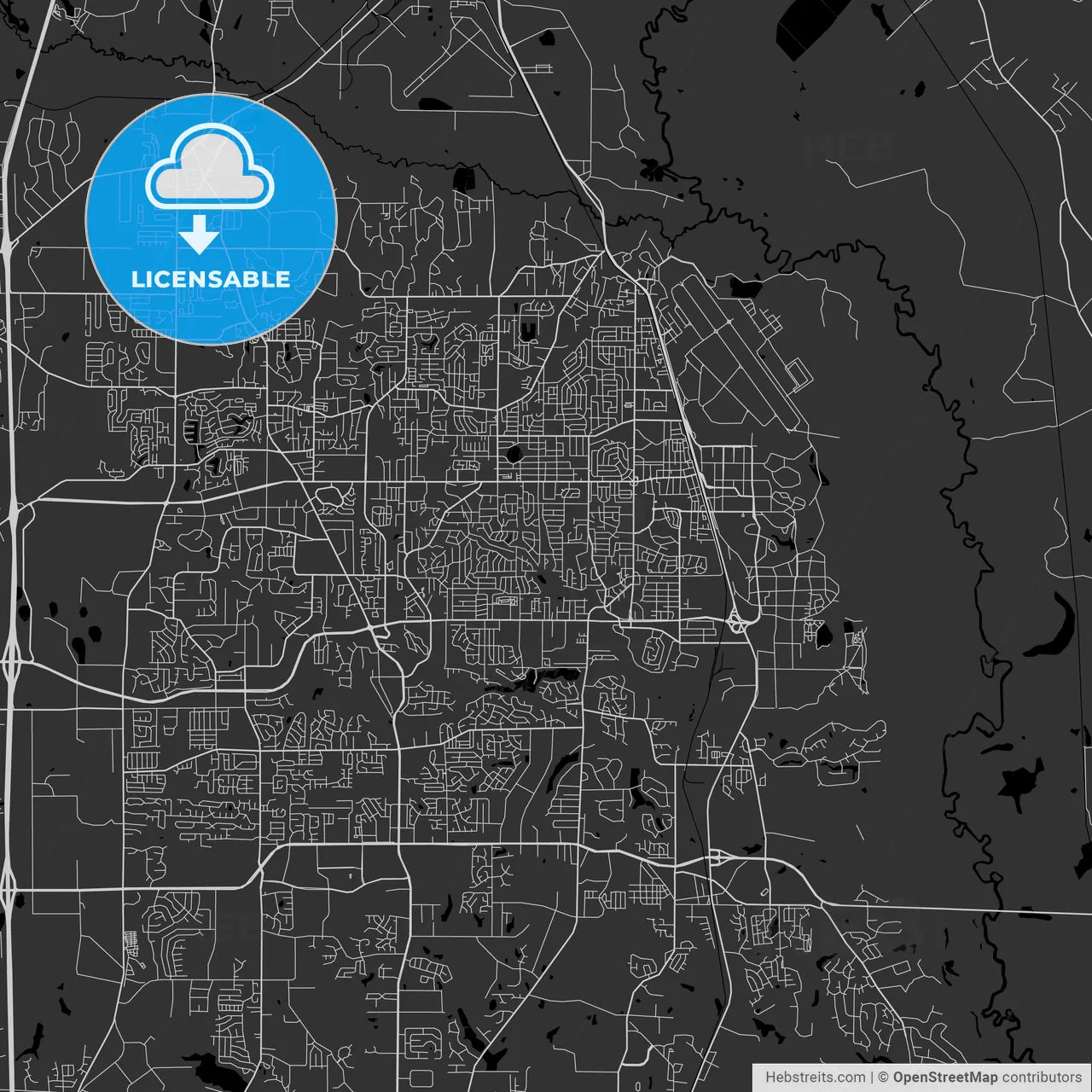 Warner Robins, Georgia - Area Map - Dark