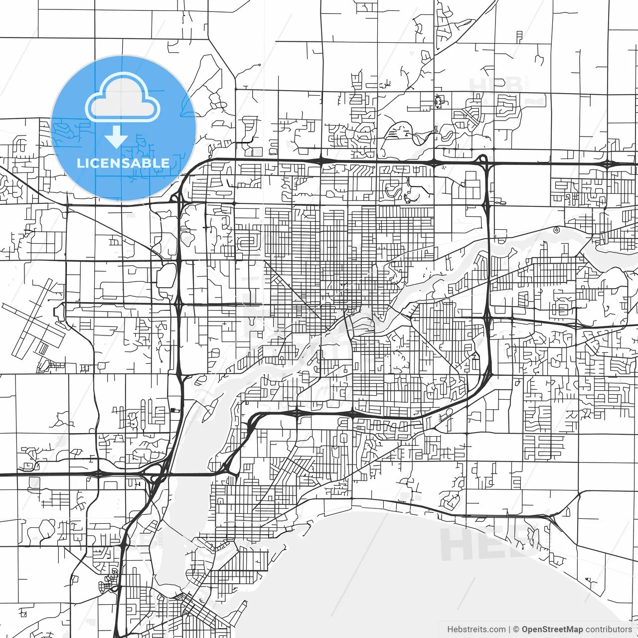 Appleton, Wisconsin - Area Map - Light