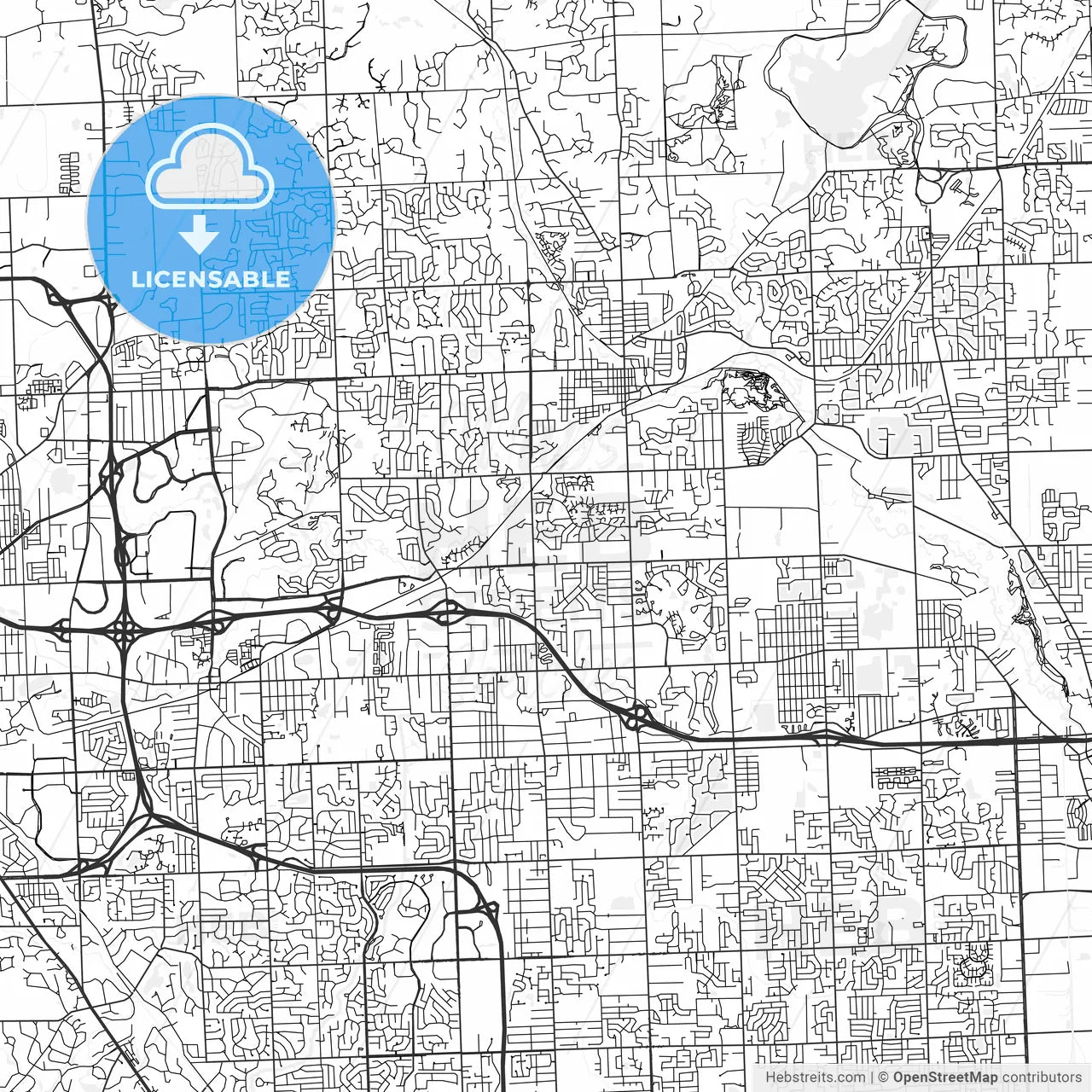 Rochester Hills, Michigan - Area Map - Light