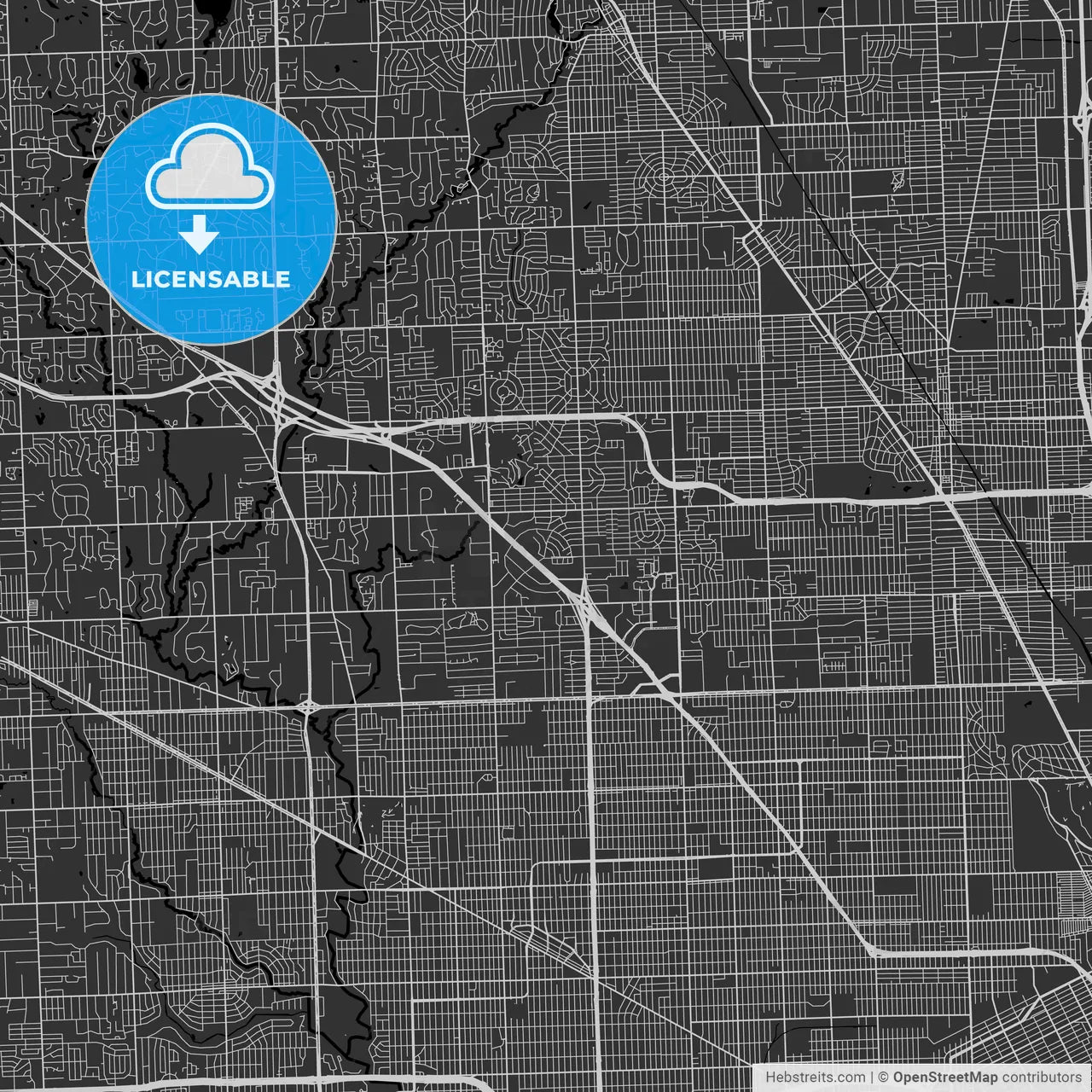 Southfield, Michigan - Area Map - Dark