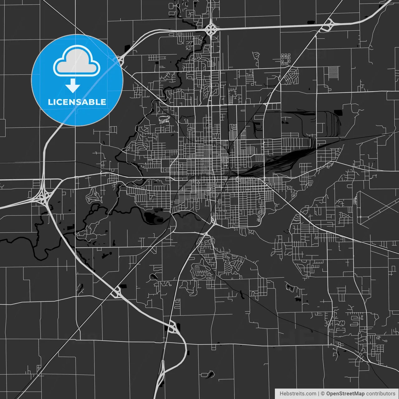 Decatur, Illinois - Area Map - Dark