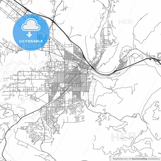 Missoula, Montana - Area Map - Light