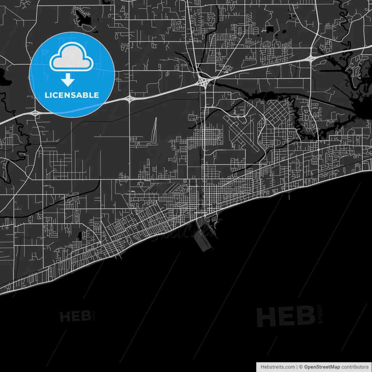 Gulfport, Mississippi - Area Map - Dark