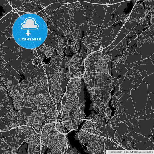 Pawtucket, Rhode Island - Area Map - Dark