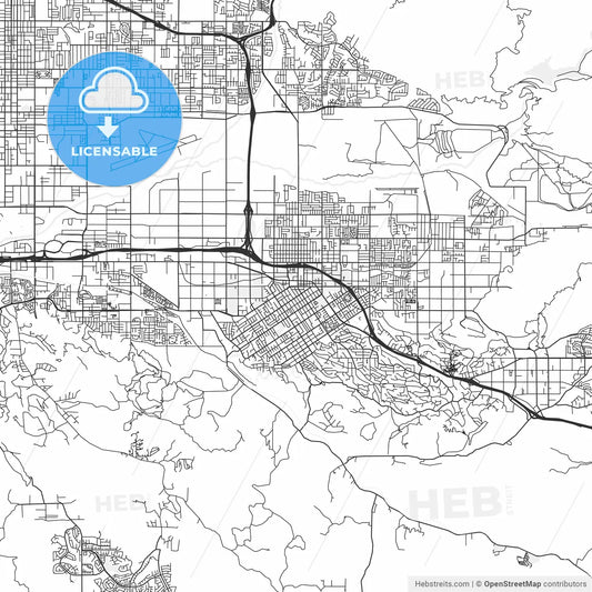 Redlands, California - Area Map - Light