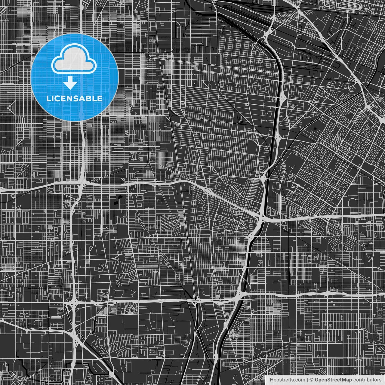 Lynwood, California - Area Map - Dark