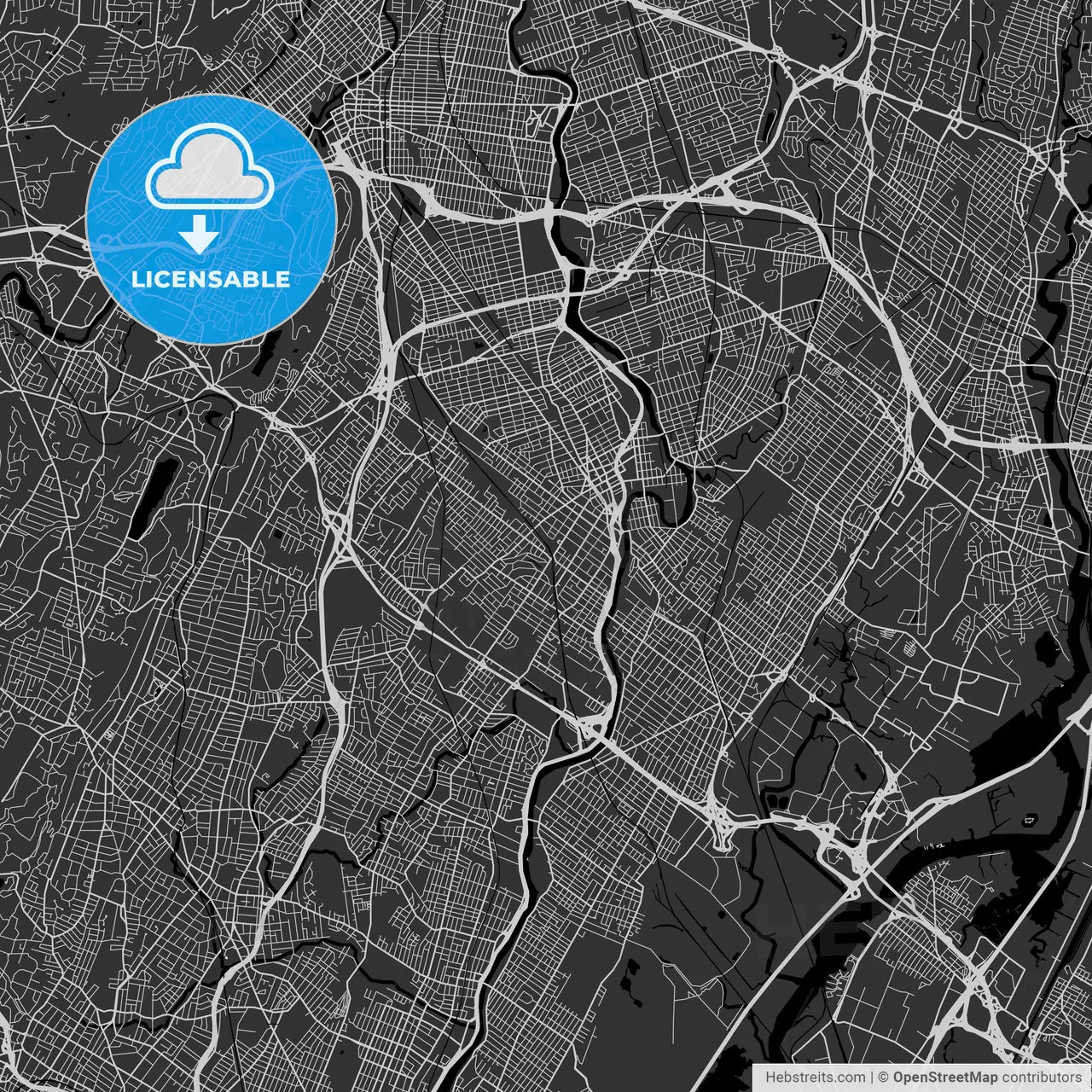 Passaic, New Jersey - Area Map - Dark