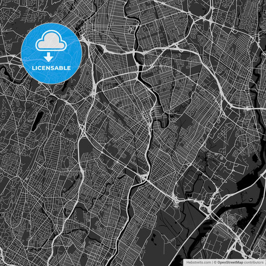 Passaic, New Jersey - Area Map - Dark