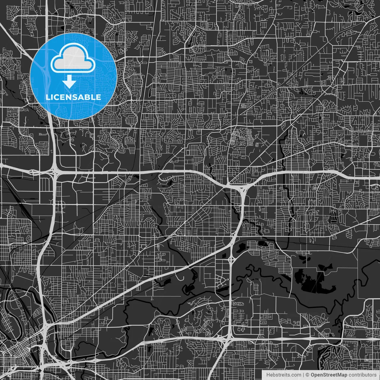North Richland Hills, Texas - Area Map - Dark
