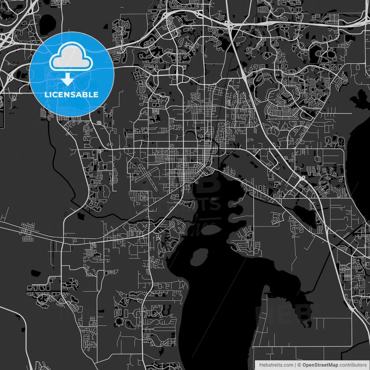 Kissimmee, Florida - Area Map - Dark