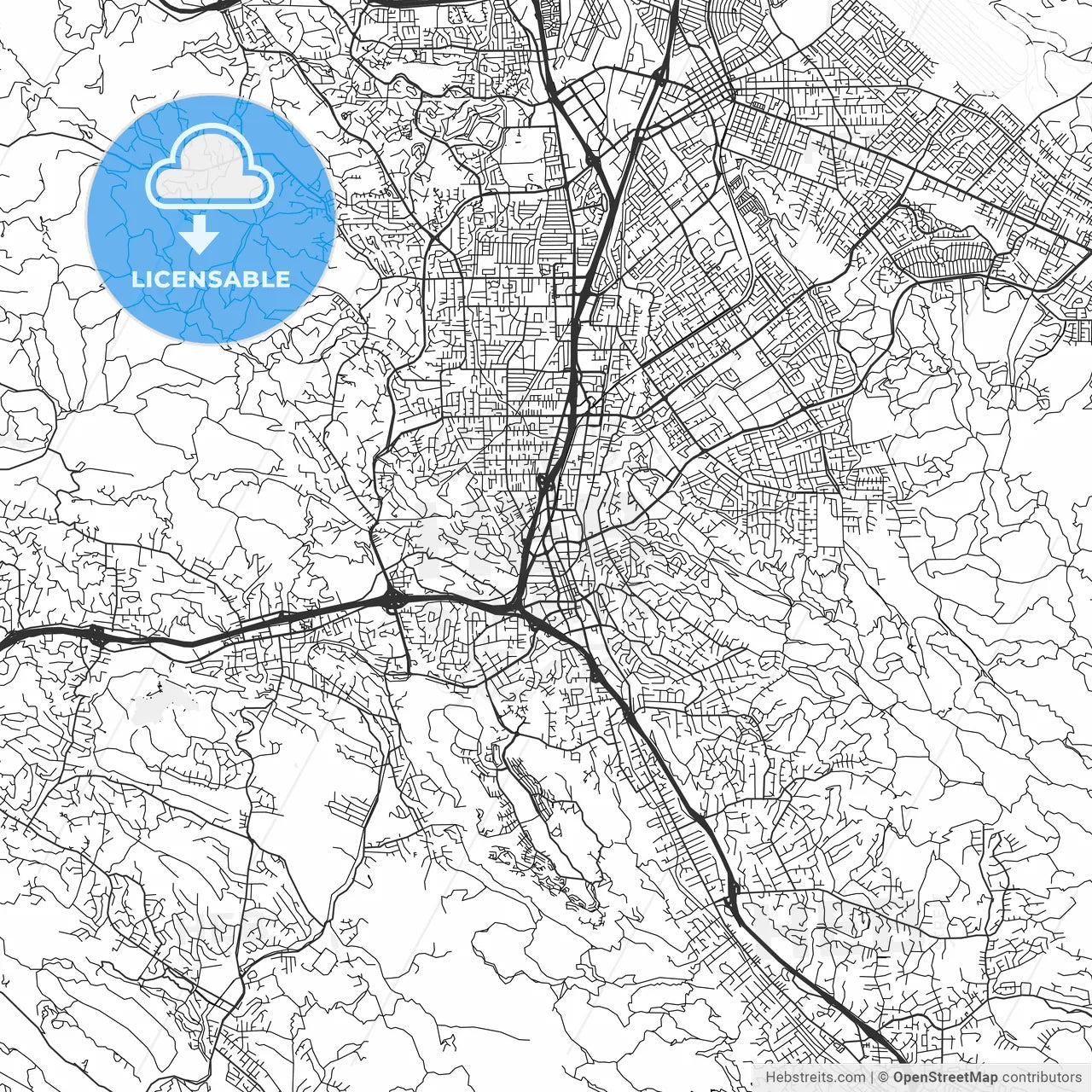 Walnut Creek, California - Area Map - Light