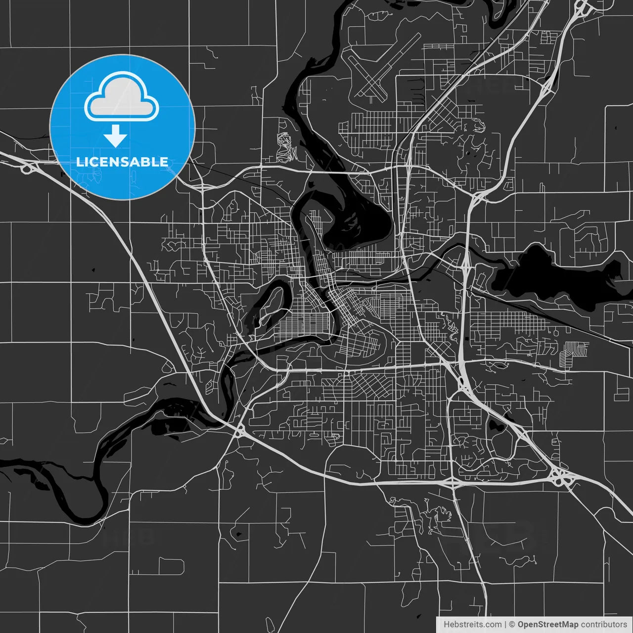 Eau Claire, Wisconsin - Area Map - Dark