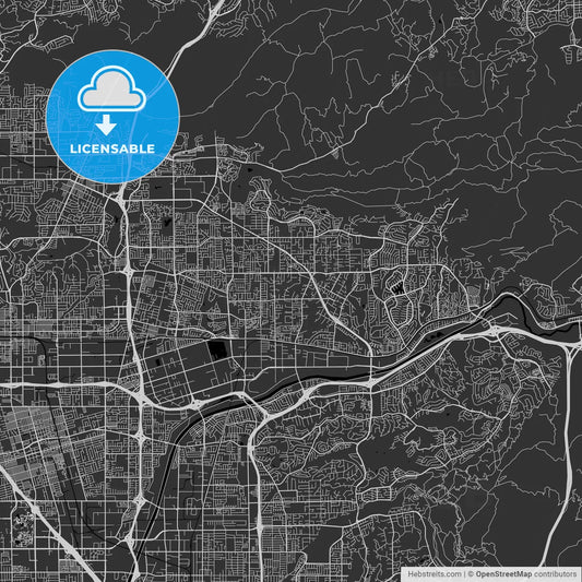 Yorba Linda, California - Area Map - Dark