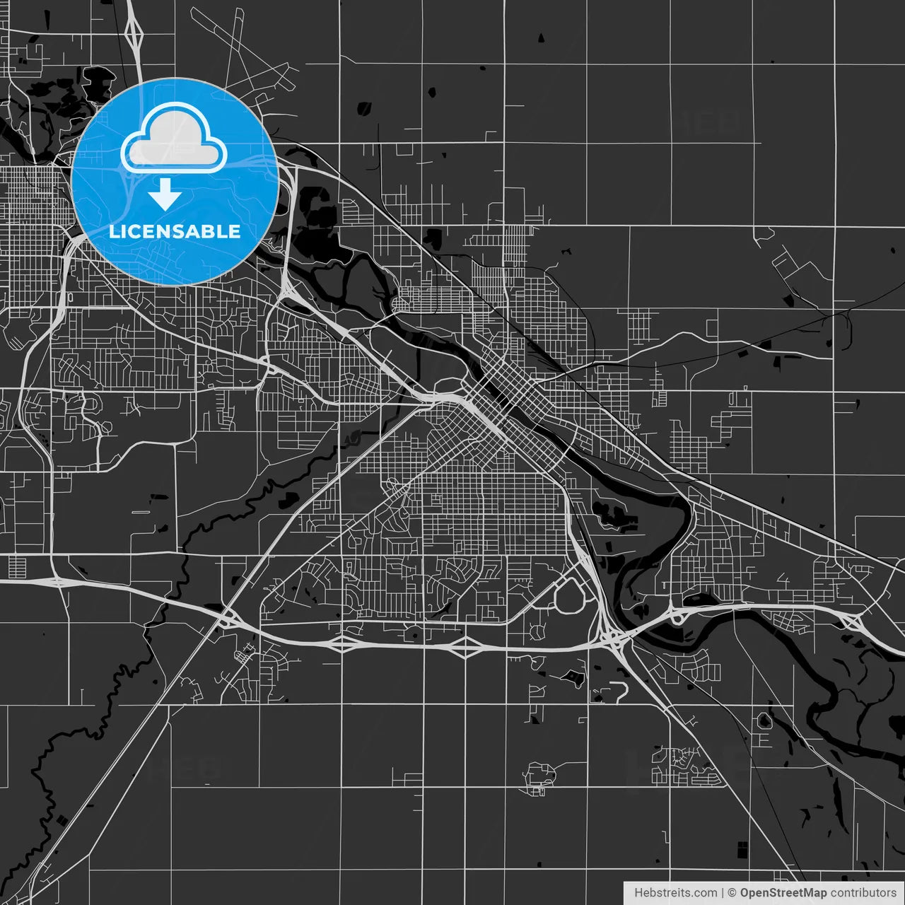 Waterloo, Iowa - Area Map - Dark