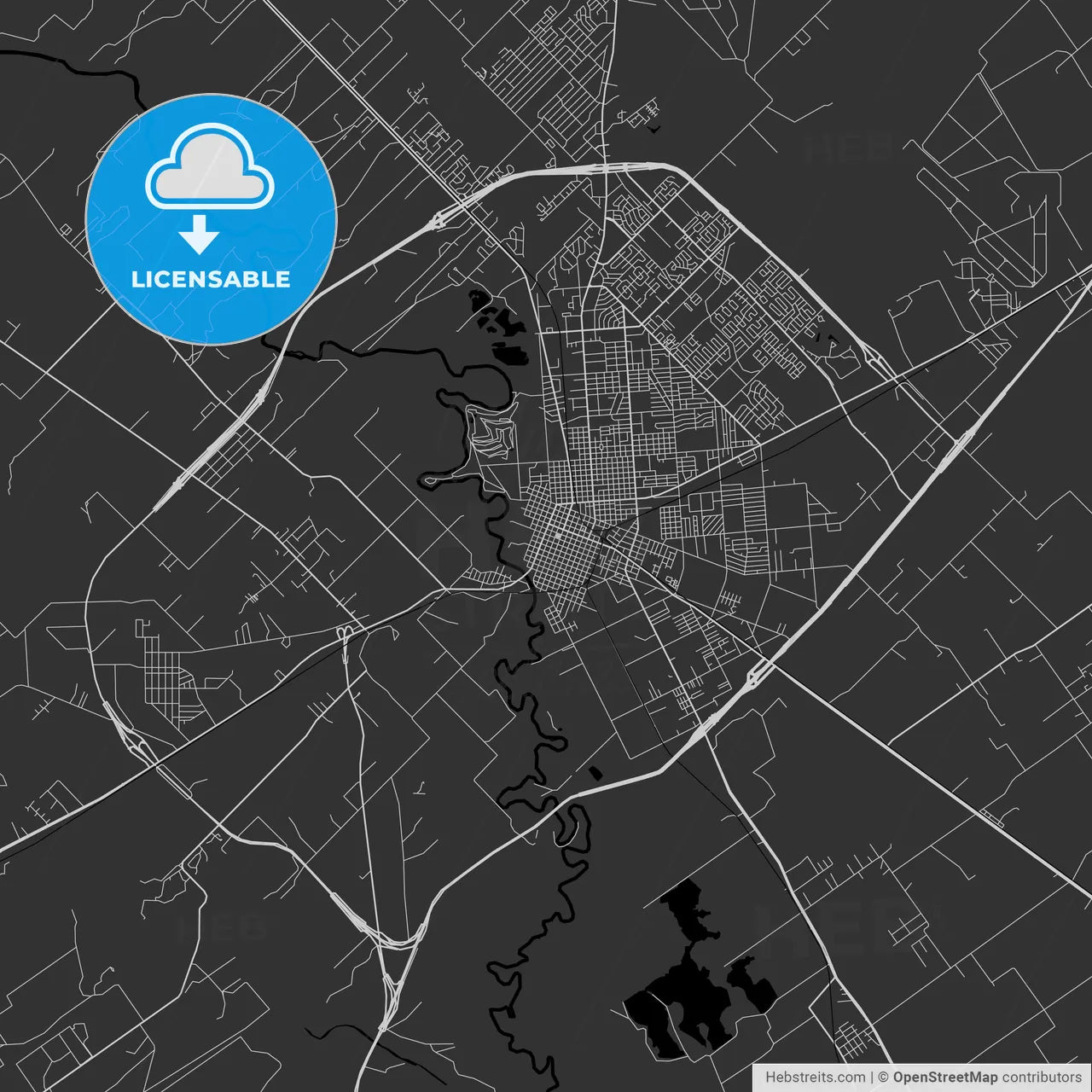 Victoria, Texas - Area Map - Dark