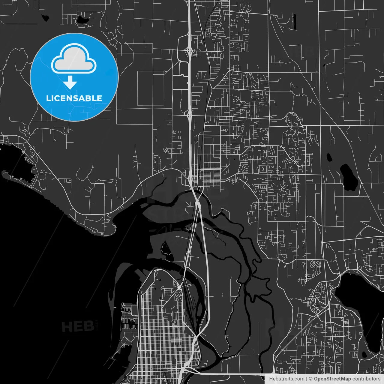 Marysville, Washington - Area Map - Dark