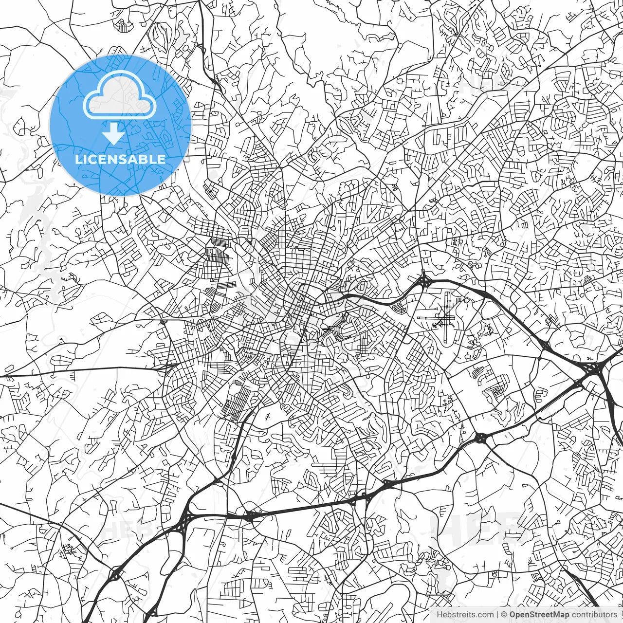 Greenville, South Carolina - Area Map - Light