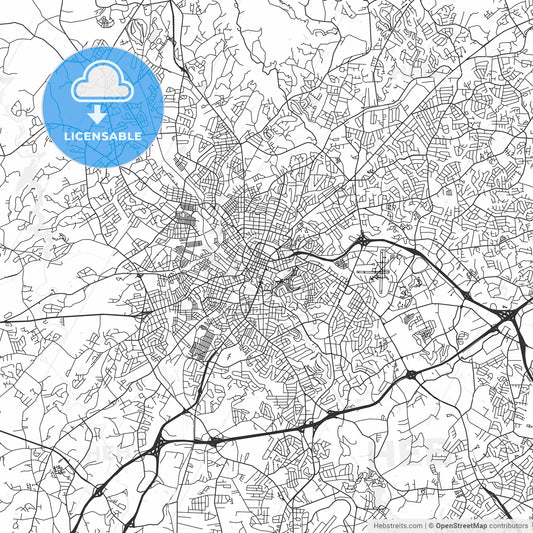 Greenville, South Carolina - Area Map - Light
