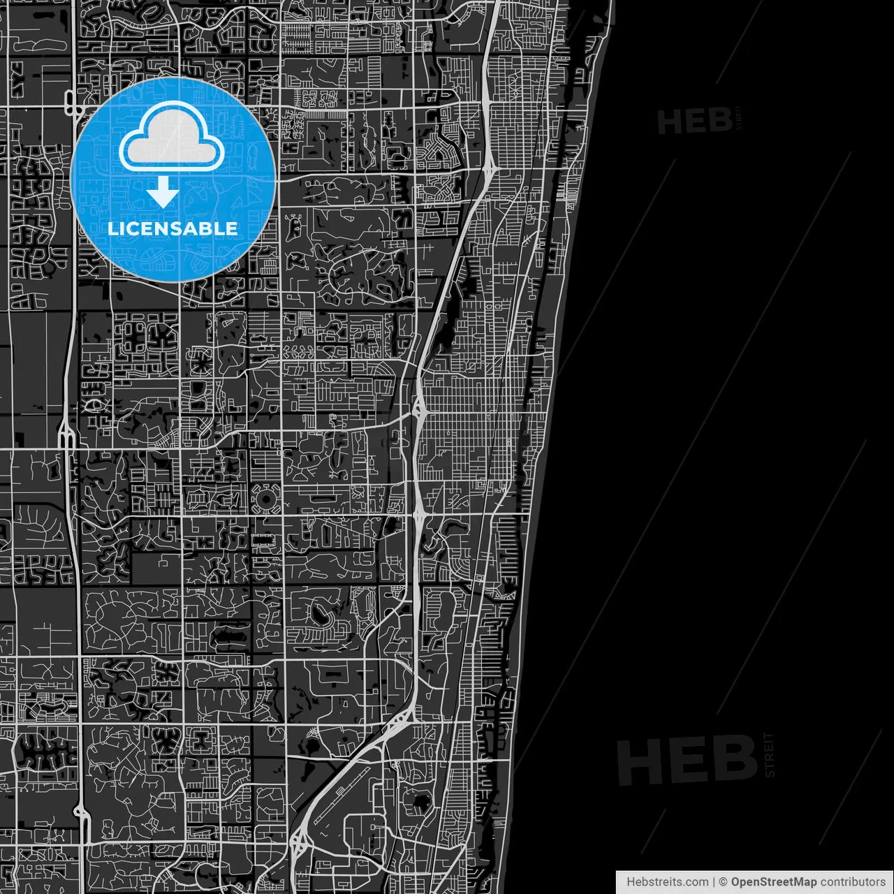 Delray Beach, Florida - Area Map - Dark