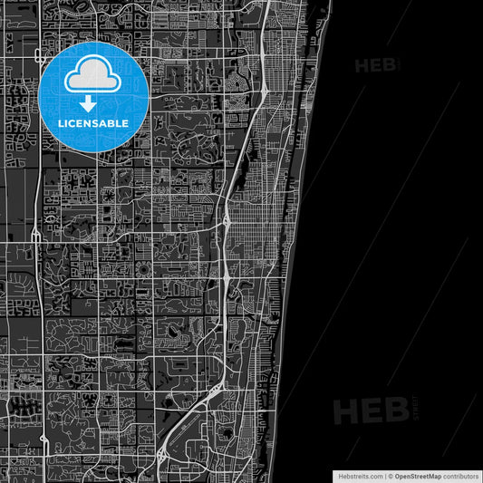 Delray Beach, Florida - Area Map - Dark