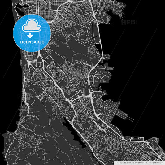 South San Francisco, California - Area Map - Dark