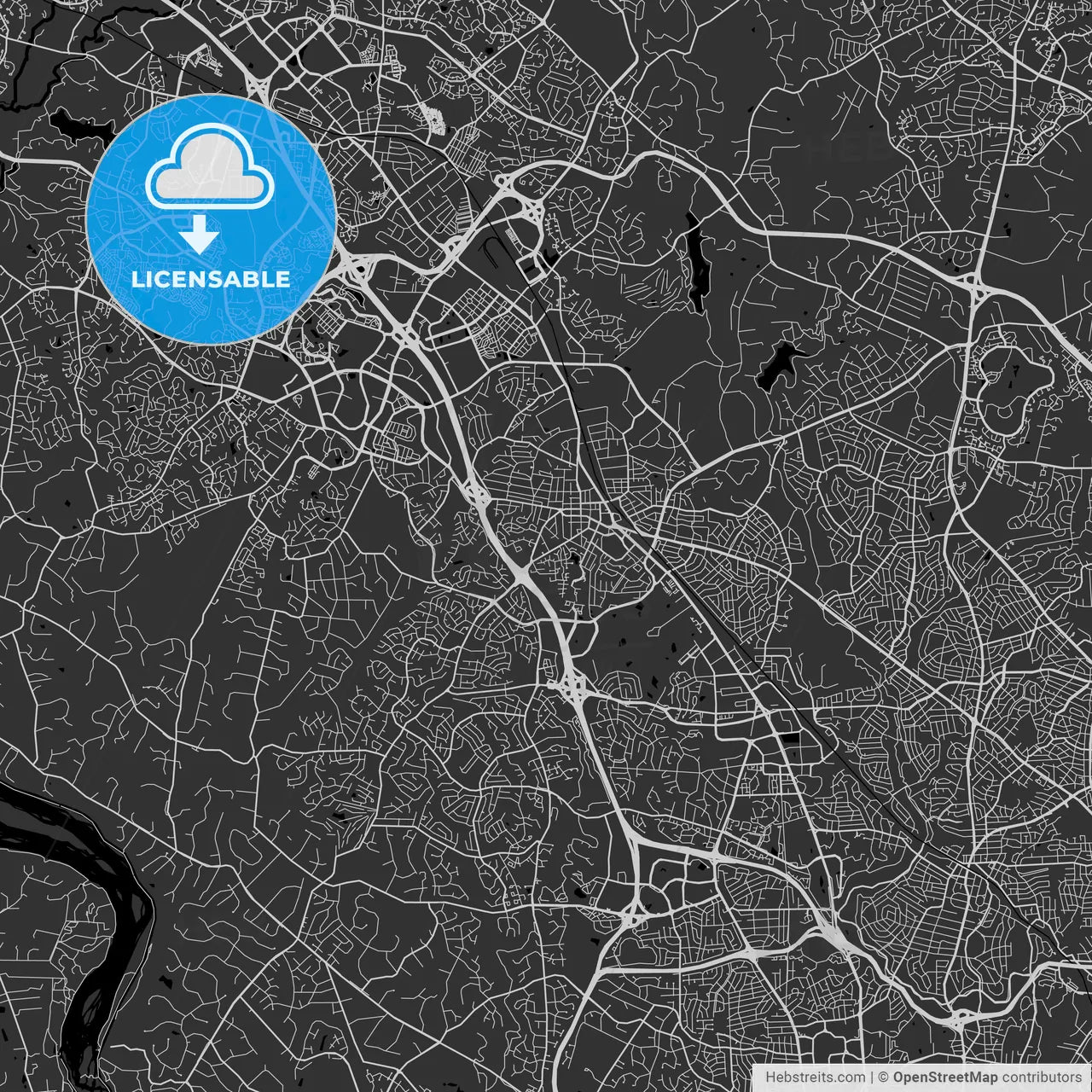 Rockville, Maryland - Area Map - Dark