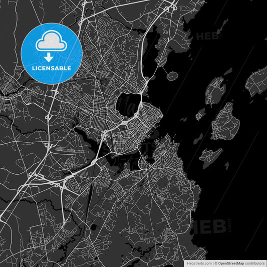 Portland, Maine - Area Map - Dark