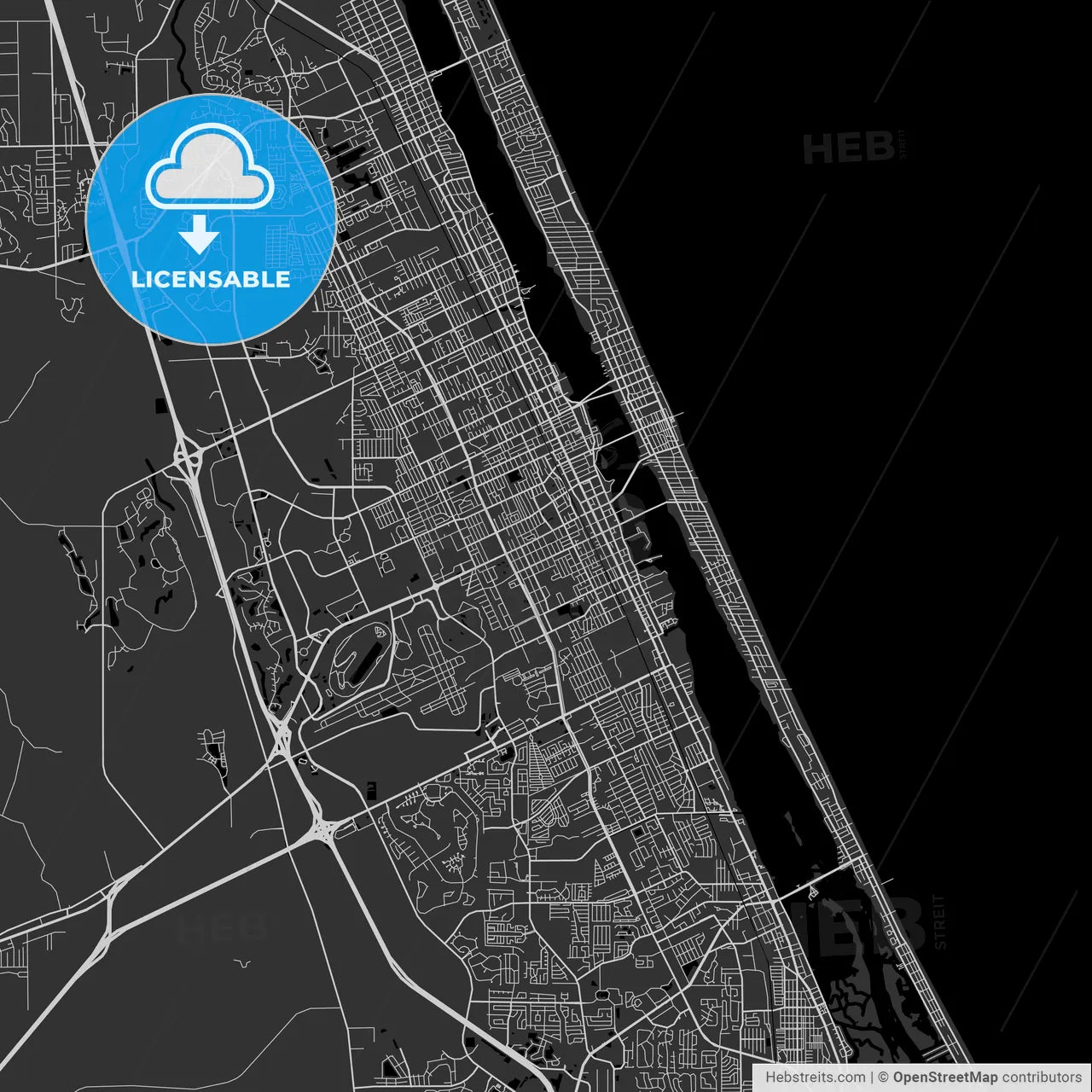 Daytona Beach, Florida - Area Map - Dark