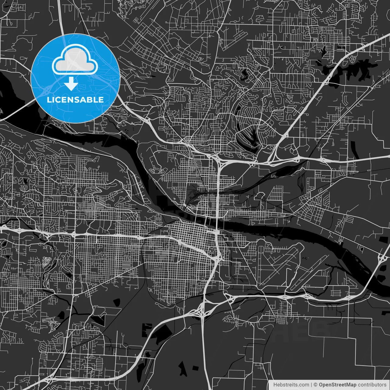 North Little Rock, Arkansas - Area Map - Dark