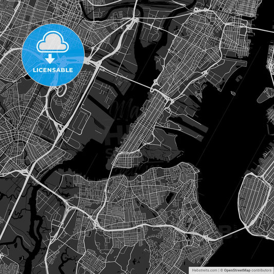 Bayonne, New Jersey - Area Map - Dark