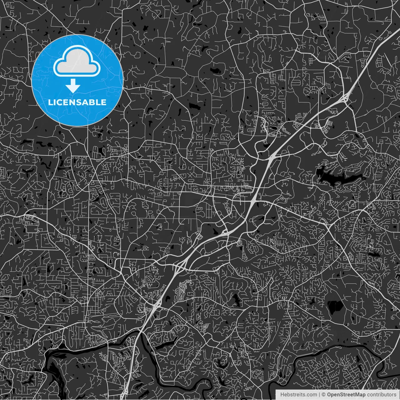 Alpharetta, Georgia - Area Map - Dark