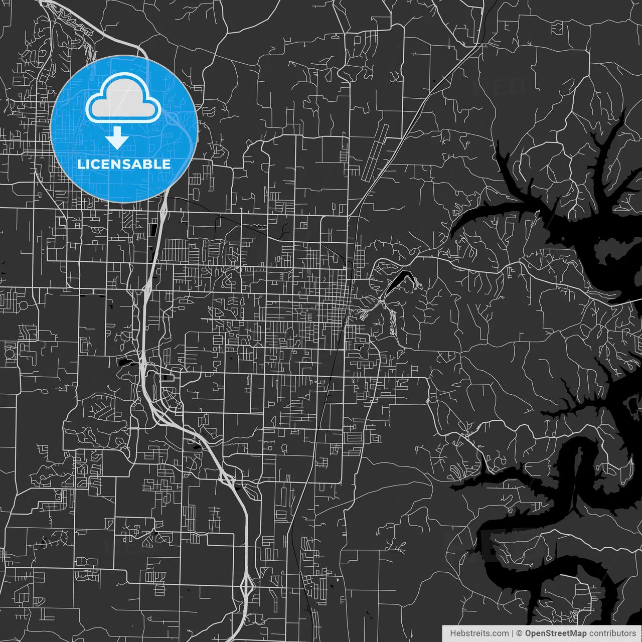 Rogers, Arkansas - Area Map - Dark