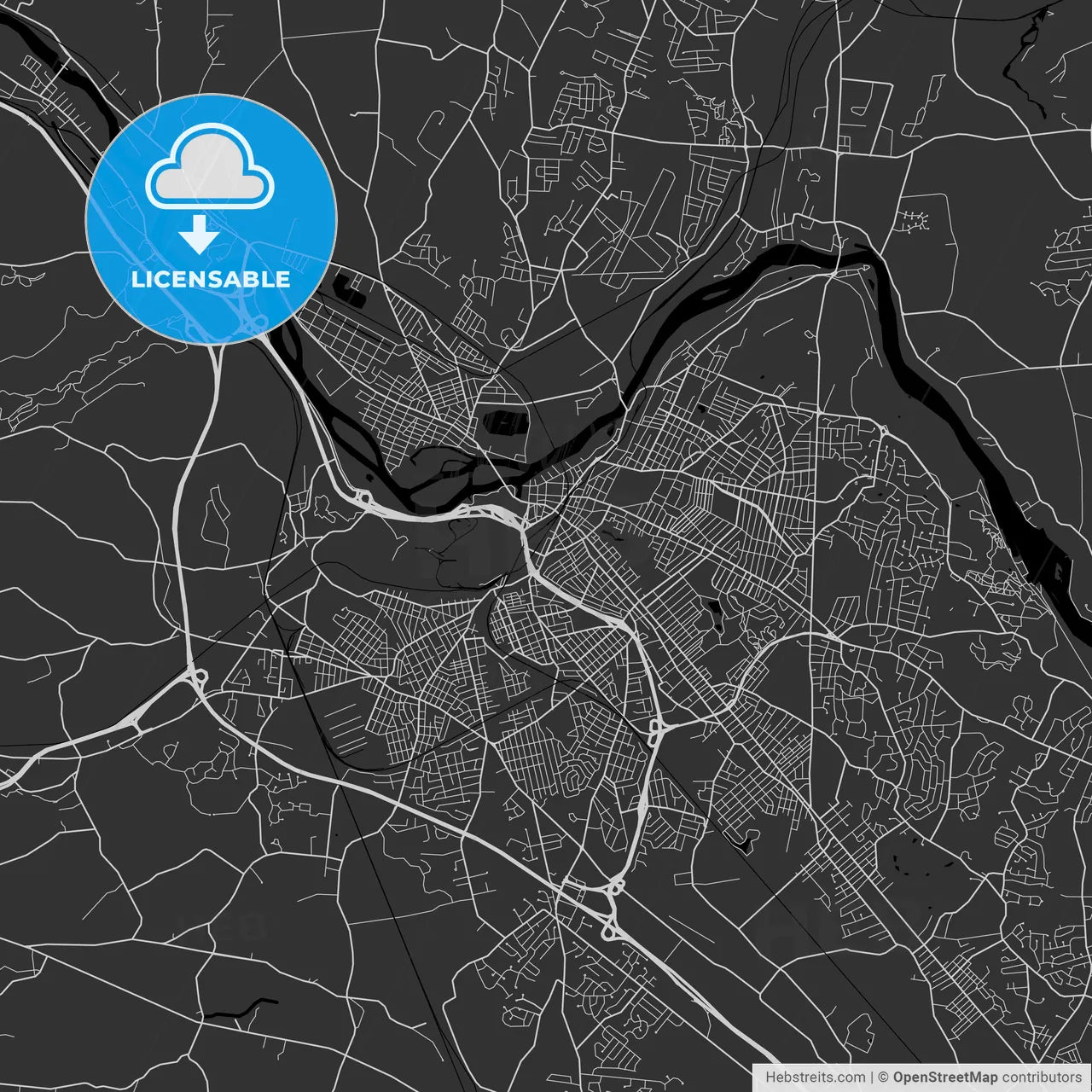 Schenectady, New York - Area Map - Dark