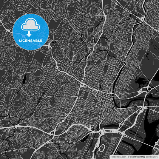 East Orange, New Jersey - Area Map - Dark