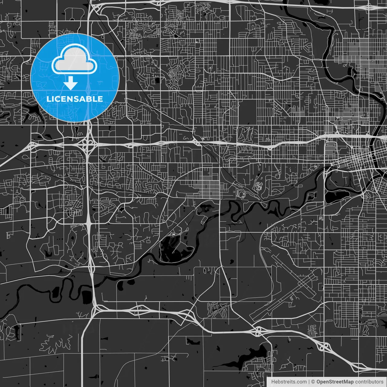 West Des Moines, Iowa - Area Map - Dark
