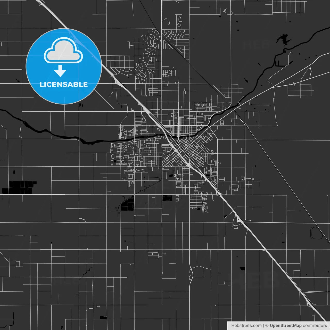 Madera, California - Area Map - Dark