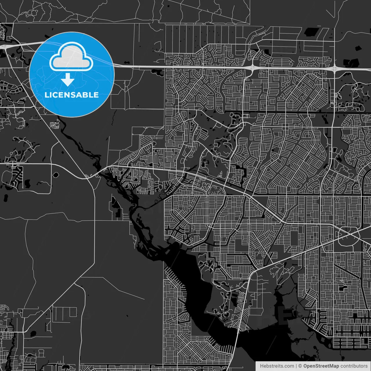 North Port, Florida - Area Map - Dark