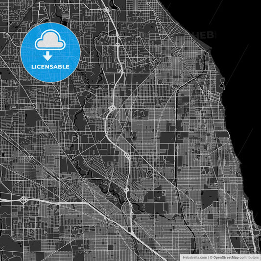 Skokie, Illinois - Area Map - Dark