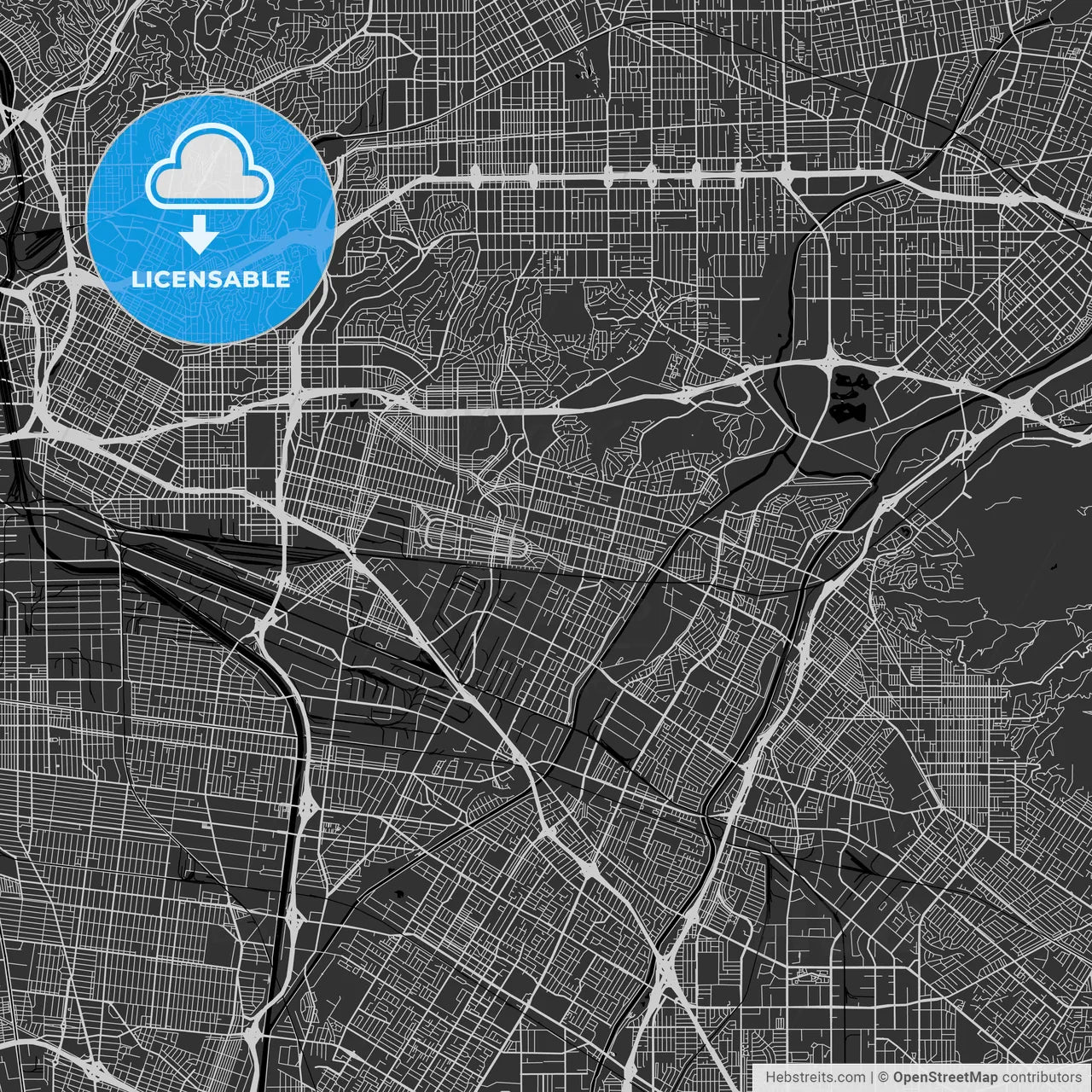 Montebello, California - Area Map - Dark