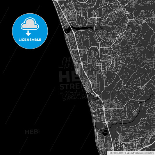 Encinitas, California - Area Map - Dark