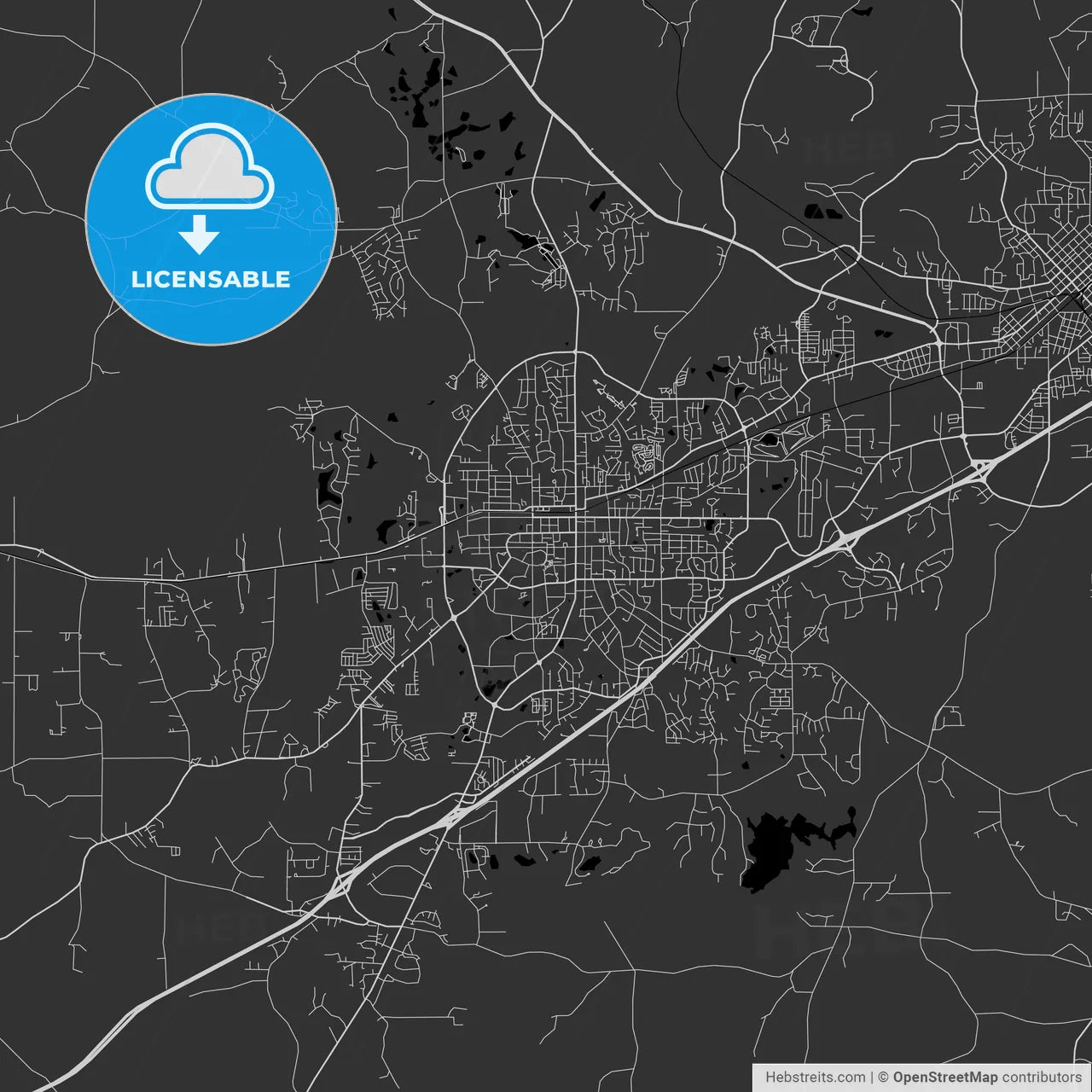 Auburn, Alabama - Area Map - Dark