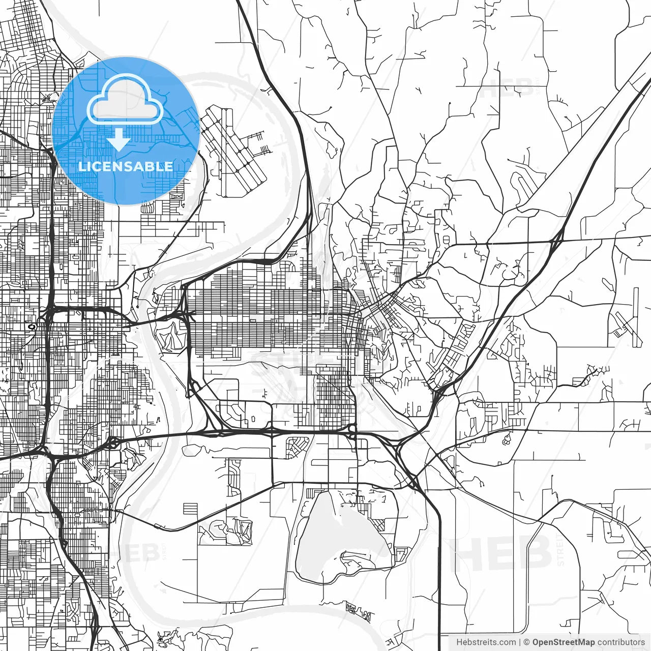 Council Bluffs, Iowa - Area Map - Light