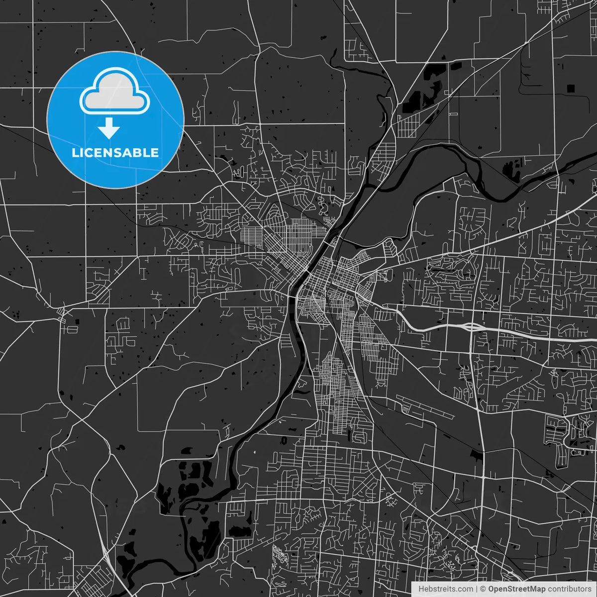 45013 Map Hamilton, Ohio - Area Map - Dark – HEBSTREITS
