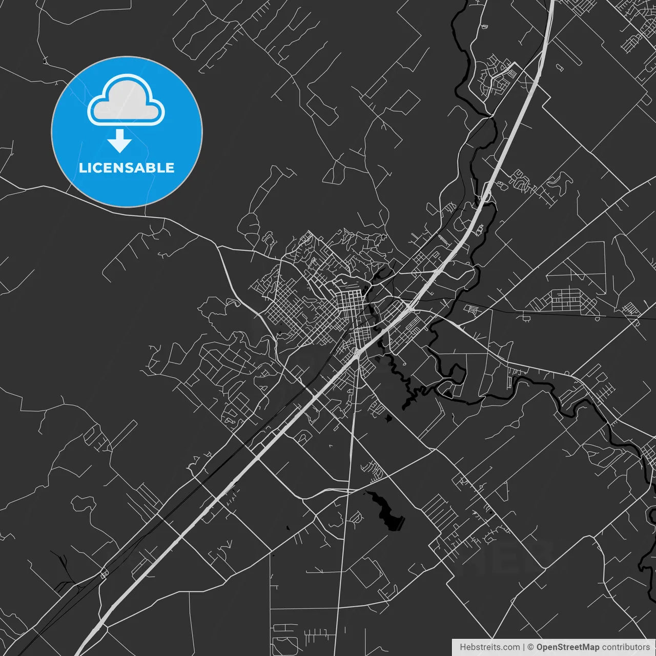 San Marcos, Texas - Area Map - Dark